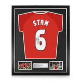 Jaap Stam Signed Framed 1999 Treble Home Shirt