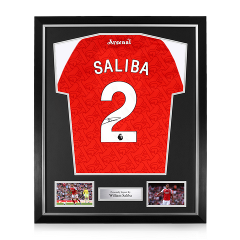 William Saliba Signed Framed Arsenal 2025/26 Home Shirt