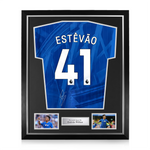 Estêvão Willian Signed Framed Chelsea F.C. 2025/26 Home Shirt
