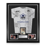 Magomed Ankalaev Signed Framed Display w/ UFC White and Blue Shirt