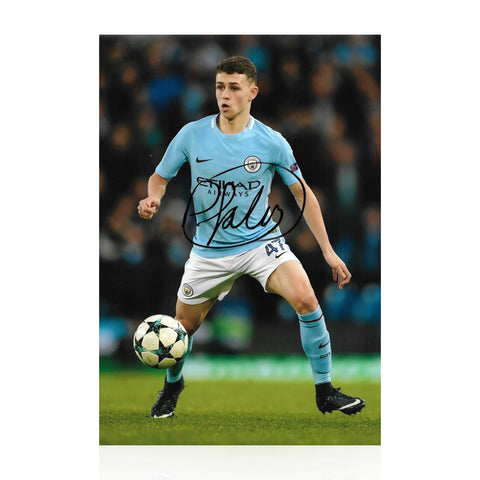 Phil Foden Signed 12x8 Photo - Rookie Autograph