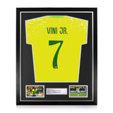 Vinicius Jr Signed Framed Brazil Home Shirt w/ BAS Beckett Authentication