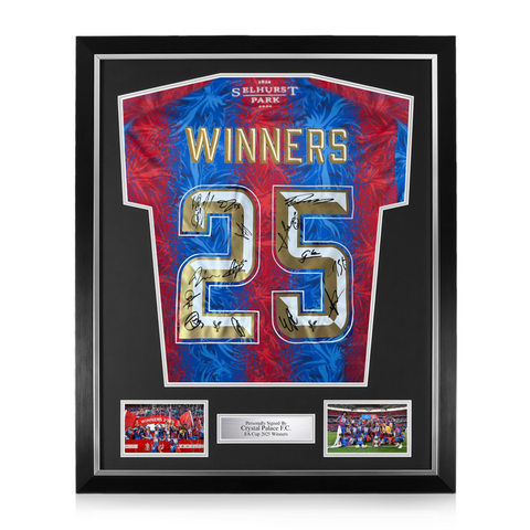 Crystal Palace F.C. Squad Signed Framed 2024/25 Winners 25 Home Shirt