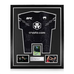 Alex Pereira Signed Framed Display w/ UFC Black and Silver Shirt
