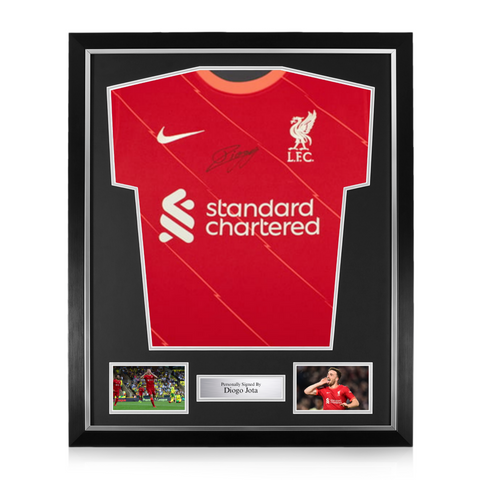 Diogo Jota Front Signed Framed Liverpool 2021/22 Home Shirt