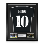 Luis Figo Signed Framed Real Madrid Away Shirt w/ BAS Beckett Authentication