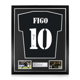 Luis Figo Signed Framed Real Madrid Away Shirt w/ BAS Beckett Authentication