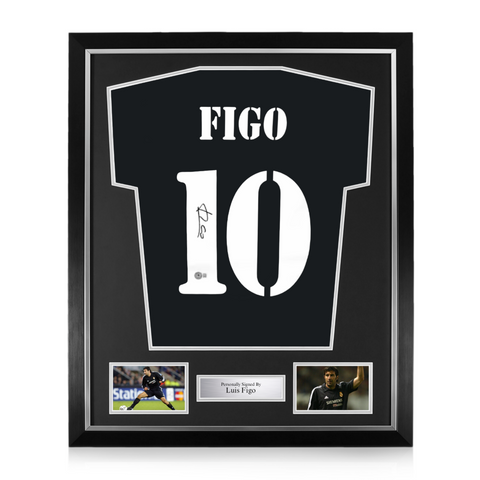 Luis Figo Signed Framed Real Madrid Away Shirt w/ BAS Beckett Authentication