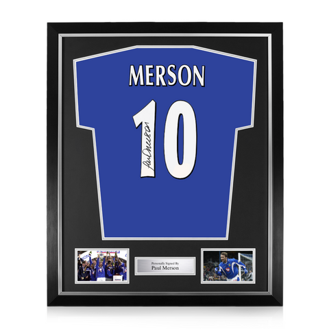 Paul Merson Signed Framed Portsmouth FC Inspired Home Shirt