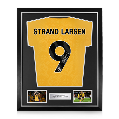 Jørgen Strand Larsen Signed Framed Wolverhampton Wanderers 2025/26 Home Shirt
