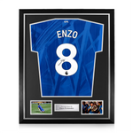 Enzo Fernandez Signed Framed Chelsea 2025/26 Home Shirt