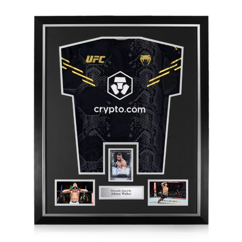 Johnny Walker Signed Framed Display w/ UFC Black and Gold Shirt