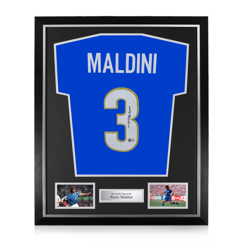 Paolo Maldini Signed Framed Italy Home Shirt w/ BAS Beckett Authentication