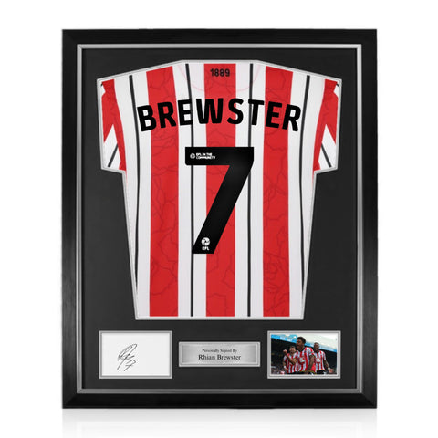 Rhian Brewster Signed Framed Display w/ Sheffield United 2024/25 Home Shirt
