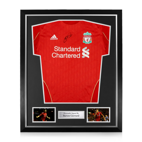 Steven Gerrard Signed Framed Liverpool Home Shirt