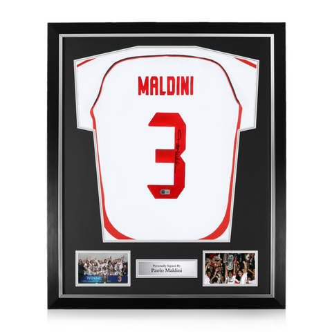 Paolo Maldini Signed Framed AC Milan Away Shirt w/ BAS Beckett Authentication