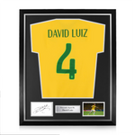 David Luiz Signed Framed Display w/ Brazil Home Shirt