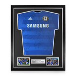 Chelsea FC Squad Signed Framed 2012 Champions League and FA Cup Winners Home Shirt