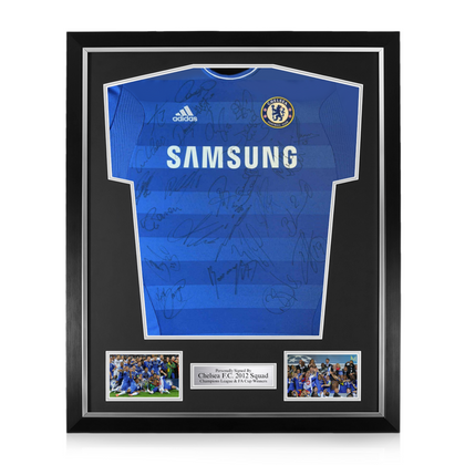Chelsea FC Squad Signed Framed 2012 Champions League and FA Cup Winners Home Shirt
