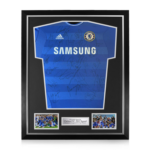 Chelsea FC Squad Signed Framed 2012 Champions League and FA Cup Winners Home Shirt