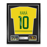 Kaka Signed Framed Brazil Home Shirt w/ BAS Beckett Authentication