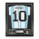 Lionel Messi Signed Framed Argentina World Cup 2022 Home Shirt