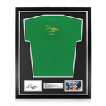 Oleksandr Usyk Signed Framed Display w/ Team Usyk Green Fight Shirt