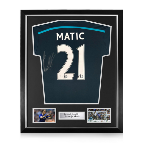 Nemanja Matic Signed Framed Chelsea Shirt