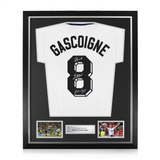 Paul Gascoigne Signed Framed 1991 Home Shirt w/ Gazza Inscription