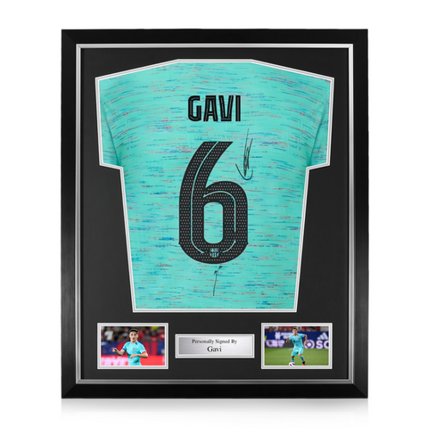 Gavi Signed Framed Barcelona 2023/24 Third Shirt