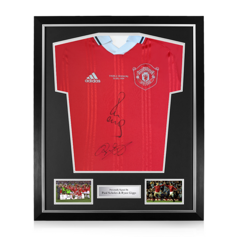 Paul Scholes and Ryan Giggs Signed Framed Manchester United Treble Special Edition Home Shirt