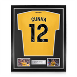 Matheus Cunha Signed Framed Wolverhampton Wanderers 2024/25 Home Shirt