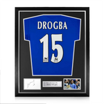 Didier Drogba Signed Framed Display w/ Chelsea Home Shirt