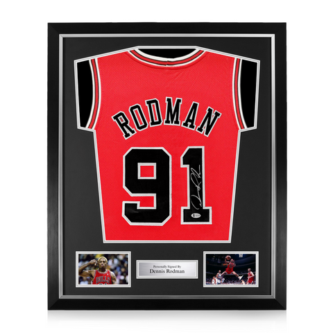 Dennis Rodman Signed Framed Chicago Bulls Jersey w/ Beckett BAS Authentication