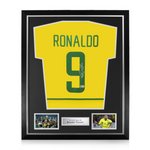 Ronaldo Nazario Signed Framed Brazil Home Shirt w/ BAS Beckett Authentication