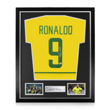 Ronaldo Nazario Signed Framed Brazil Home Shirt w/ BAS Beckett Authentication
