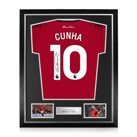 Matheus Cunha Signed Framed Manchester United 2025/26 Home Shirt