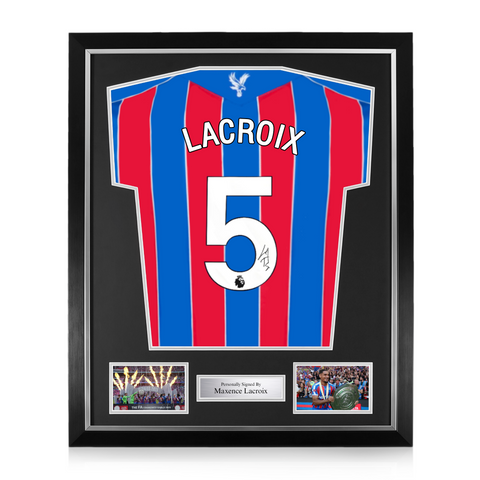 Maxence Lacroix Signed Framed Crystal Palace 2025/26 Home Shirt