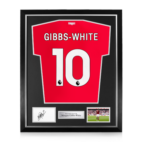 Morgan Gibbs-White Signed Framed Display w/ Nottingham Forest 2024/25 Home Shirt