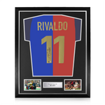 Rivaldo Signed Framed FC Barcelona Home Shirt w/ BAS Beckett Authentication
