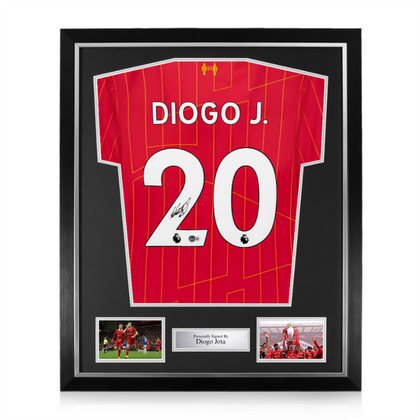Diogo Jota Signed Framed Liverpool Home Shirt w/ BAS Beckett Authentication