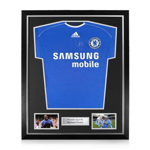 Michael Essien Signed Framed Chelsea Home Shirt