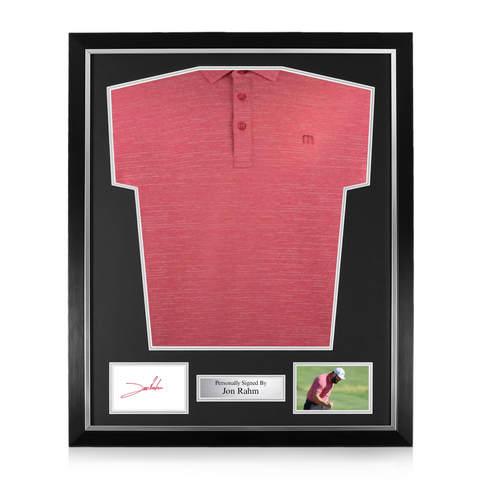 Jon Rahm Signed Framed Display w/ Red Golf Shirt