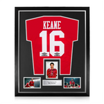 Roy Keane Signed Framed Display w/ Manchester United Home Shirt