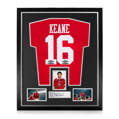 Roy Keane Signed Framed Display w/ Manchester United Home Shirt