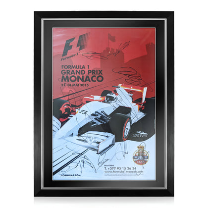F1 Formula 1 Monaco Grand Prix 2015 Signed Framed 16x24 Poster (Signed by 10)