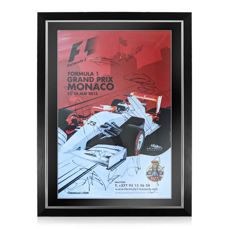 The Collectors Corner F1 Formula 1 Monaco Grand Prix 2015 Signed Framed 16x24 Poster (Signed by 10) Regular price £6,499