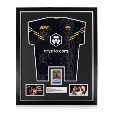 Alexander Volkanovski Signed Framed Display w/ UFC Black and Gold Shirt