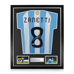 Javier Zanetti Signed Framed Argentina Home Shirt w/ BAS Beckett Authentication