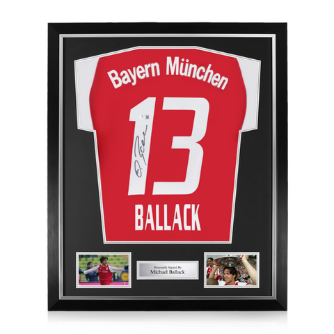 Michael Ballack Signed Framed Bayern Munich Home Shirt w/ BAS Beckett Authentication